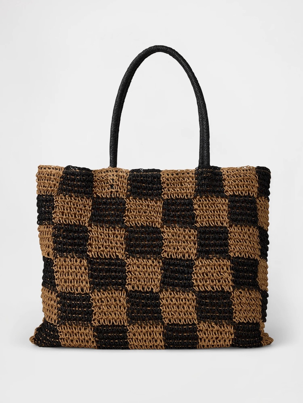 NWT Gap Gingham Straw Tote Bag